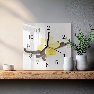 Glass wall clock square Vanilla orchid