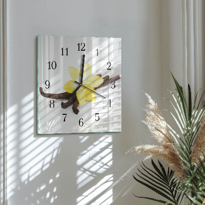 Glass wall clock square Vanilla orchid