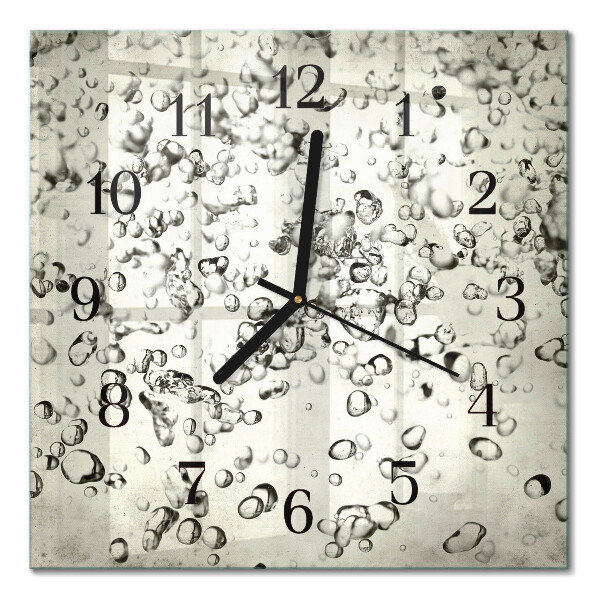 Glass wall clock square Drops