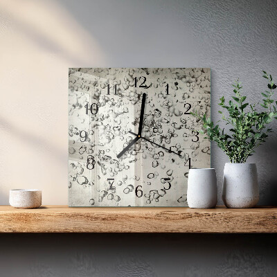 Glass wall clock square Drops