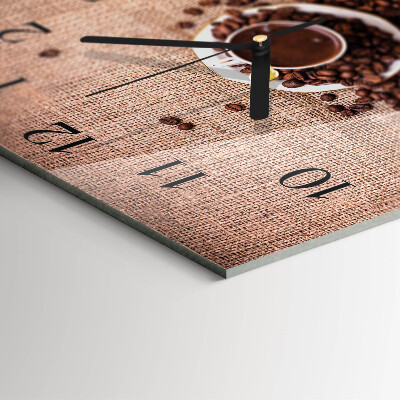 Glass clock square Coffee beans