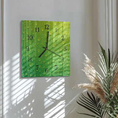 Glass wall clock square Drops