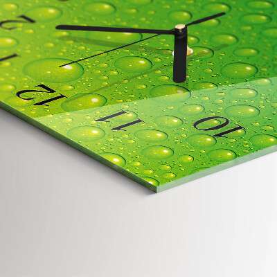 Glass wall clock square Drops