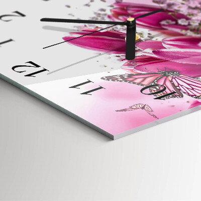 Glass clock square Butterfly