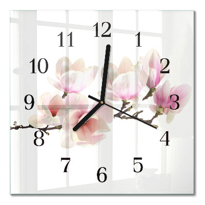 Glass wall clock square Magnolia