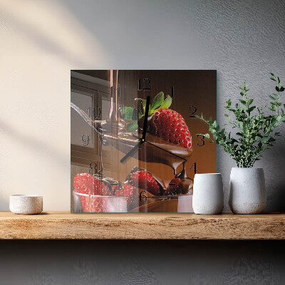 Square wall clock Chocolate-covered strawberries
