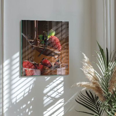 Square wall clock Chocolate-covered strawberries