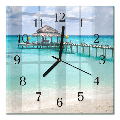 Glass clock square Beach