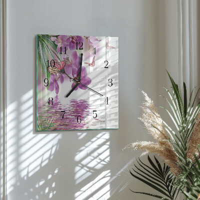 Square kitchen clock Butterflies