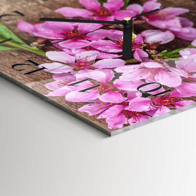 Glass wall clock square Flowers