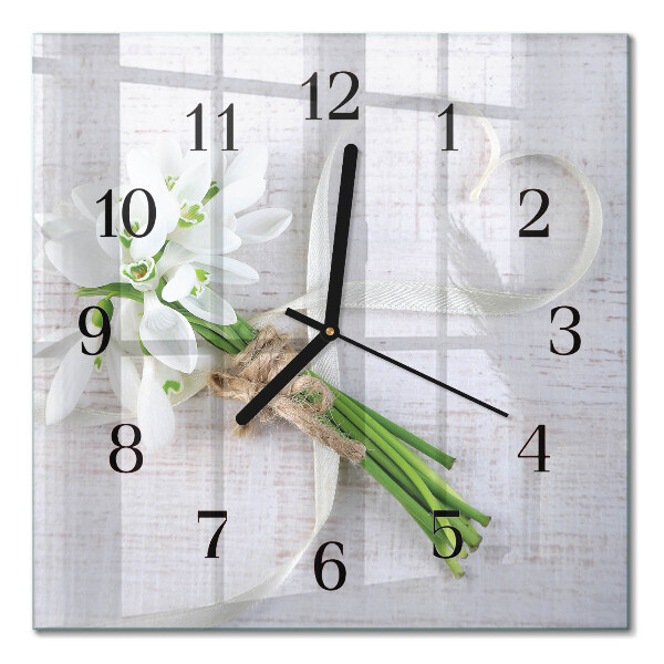 Square kitchen clock A bouquet of flowers