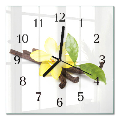 Glass clock square Vanilla orchid