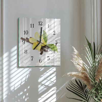 Glass clock square Vanilla orchid