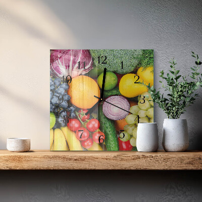 Square wall clock Fruits and vegetables