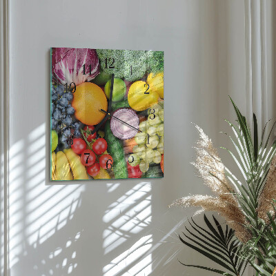 Square wall clock Fruits and vegetables