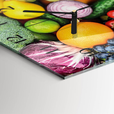 Square wall clock Fruits and vegetables