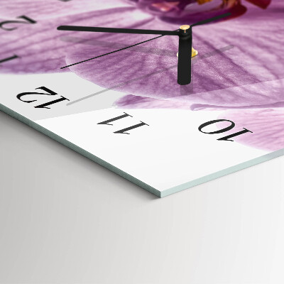 Glass wall clock square Orchid