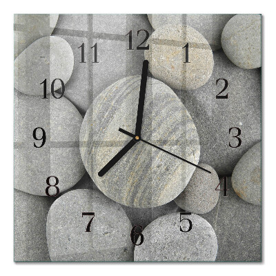 Glass wall clock square Stones