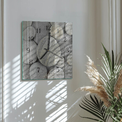Glass wall clock square Stones