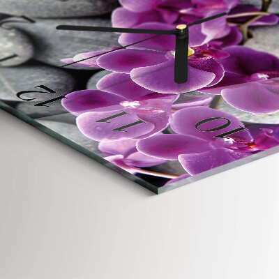 Square kitchen clock Stones and orchid