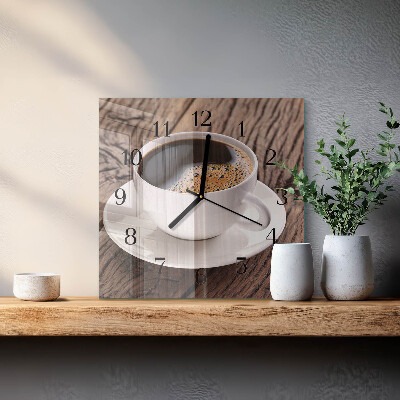 Glass wall clock square Coffee