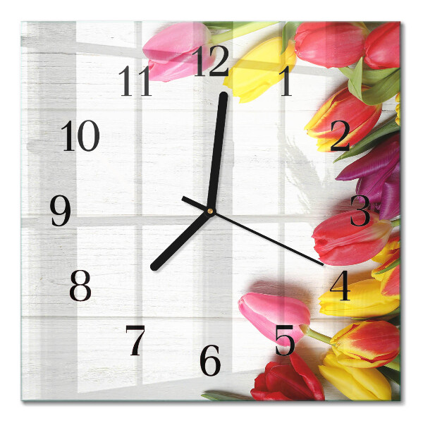 Square wall clock Tulips
