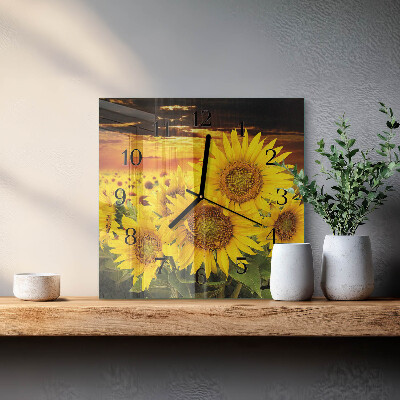 Square kitchen clock Sunflowers