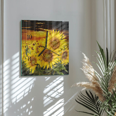 Square kitchen clock Sunflowers