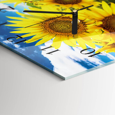 Glass clock square Sunflowers