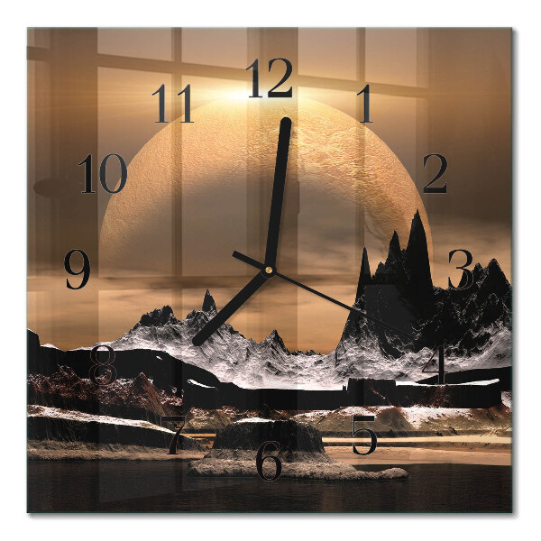 Square wall clock Mountains
