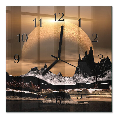 Square wall clock Mountains