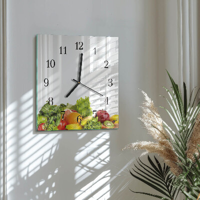 Glass wall clock square Vegetables