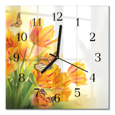 Square wall clock Tulips