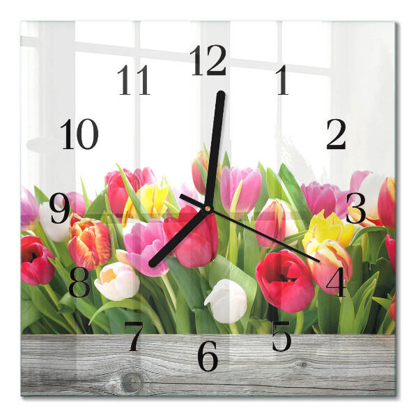 Square kitchen clock Tulips