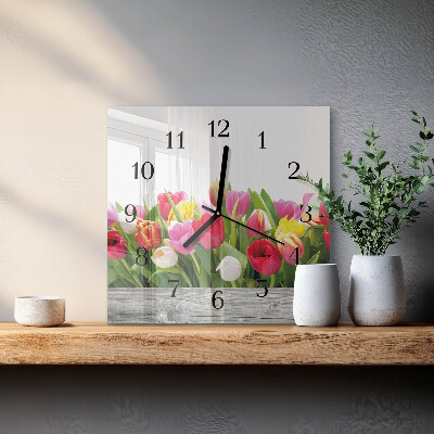 Square kitchen clock Tulips