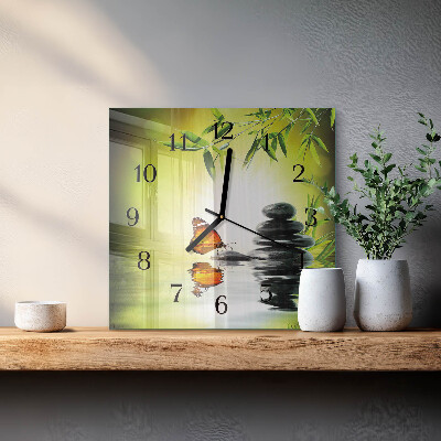Glass wall clock square Nature