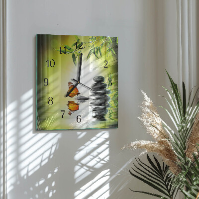 Glass wall clock square Nature