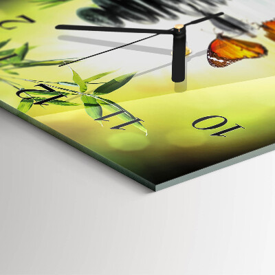 Glass wall clock square Nature