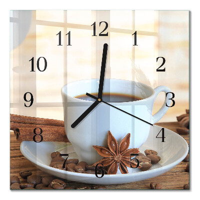 Glass clock square Coffee
