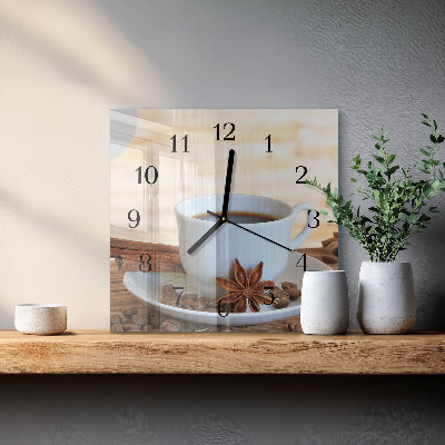 Glass clock square Coffee