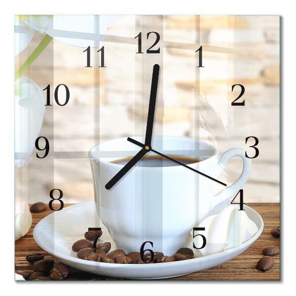 Glass wall clock square Coffee