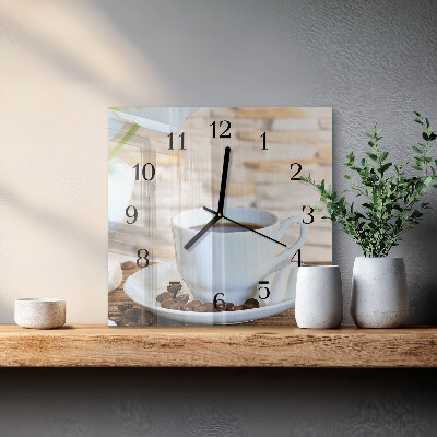 Glass wall clock square Coffee