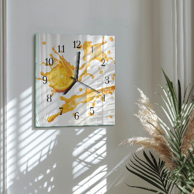 Glass clock square Orange juice