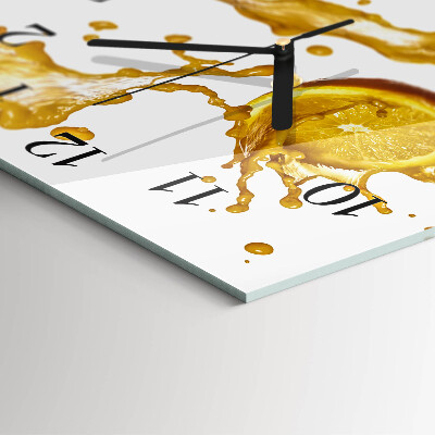 Glass clock square Orange juice