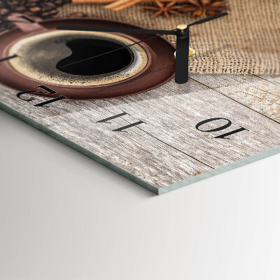 Glass wall clock square Coffee beans