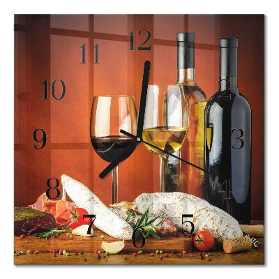 Square kitchen clock Wine