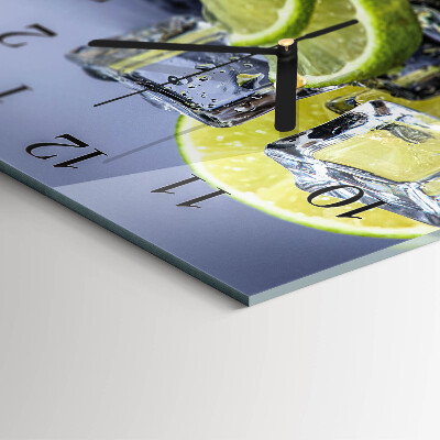 Glass clock square Citrus fruits