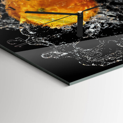 Glass clock square Orange