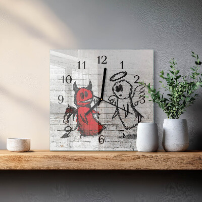 Square kitchen clock Angel Devil