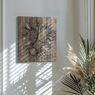 Glass wall clock square Heart